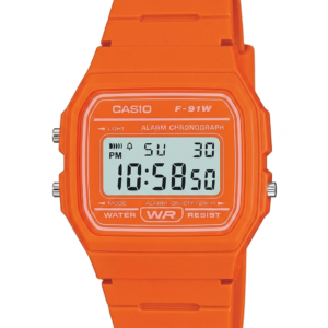 Casio Classic Digital Watch -  Orange Resin Strap F-91W Edition