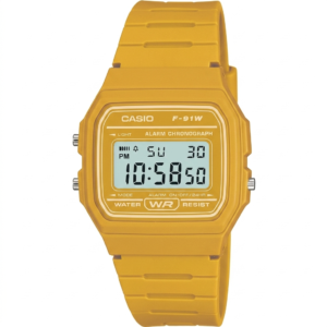 Casio Classic Digital Watch – Mustard Resin Strap F-91W Edition